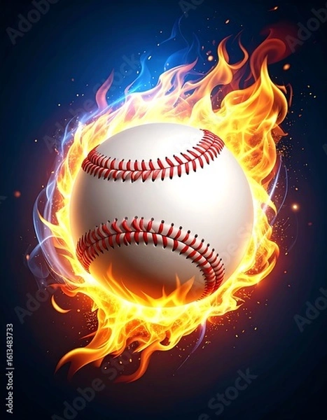 Obraz Burning baseball in flames
