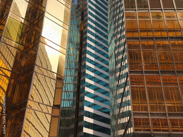 Fototapeta カラフルに輝くビル群