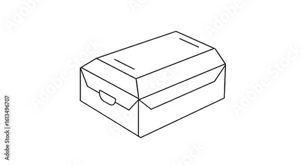 Fototapeta Bakery box mockup in hand-drawn flat vector illustration style  