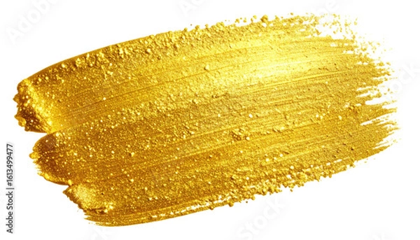 Fototapeta Premium golden foil stroke with sparkling glitter splatter isolated on white surface