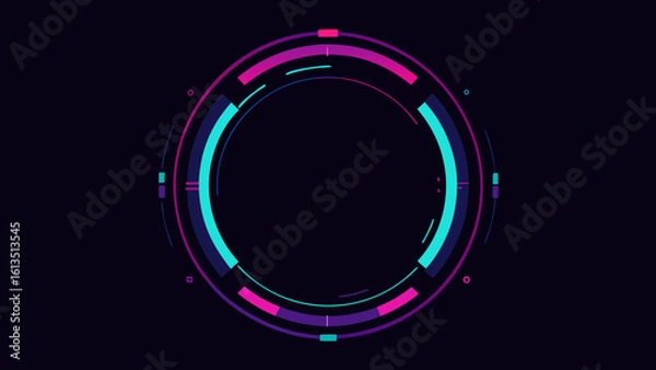 Obraz Floating HUD Circle Frame with Neon Tech Aesthetic