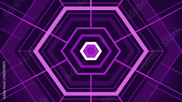 Obraz Violet Glowing Hex Pattern with Radial Symmetry