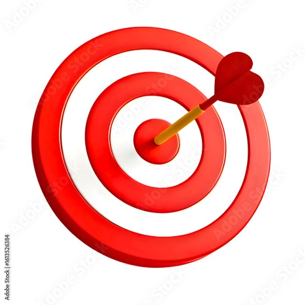 Fototapeta 3D Bullseye Target with Dart Hitting Center – Precision and Accuracy Concept.