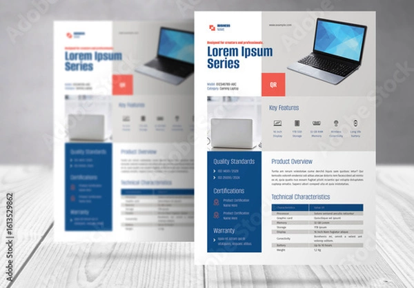 Fototapeta Product Specification Data Sheet Template 