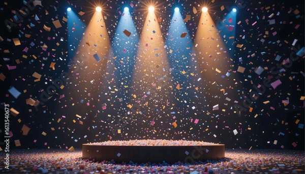 Obraz Fiber optics background with lots of light spots with podium