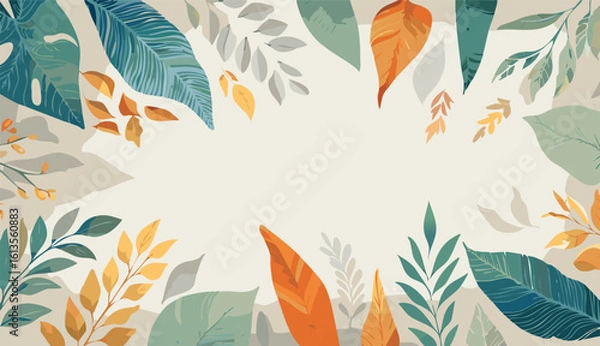 Fototapeta Tropical leave colorful printed banner
