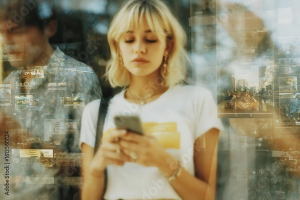 Fototapeta theme of perception and reflection is intricately linked to impact of social media on selfimage