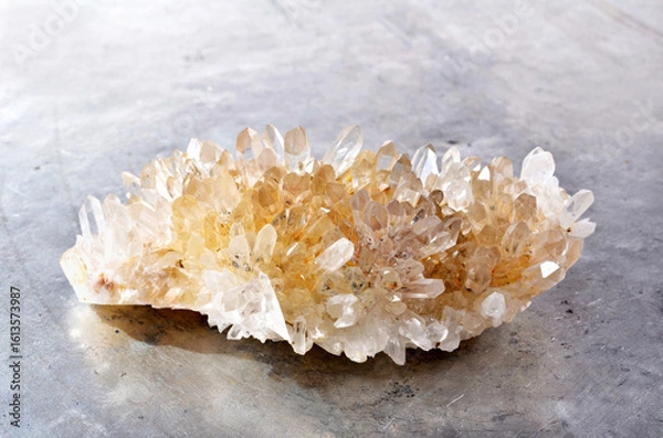 Fototapeta Close up of a quartz semigem geode crystals geological mineral