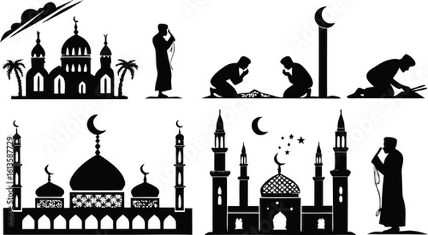 Obraz Islamic Prayers & Mosques – Silhouette