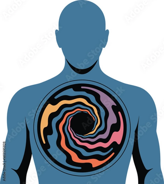 Obraz Human Silhouette with Vortex Inside Body A Symbol of Inner Turmoil and Transformation