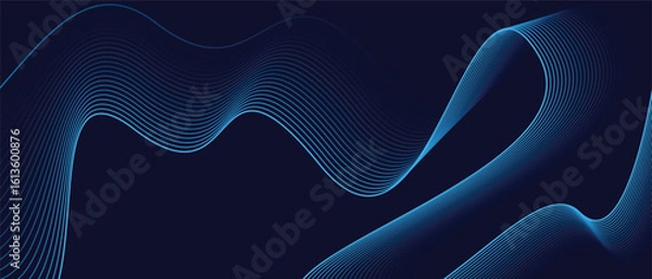 Obraz Blue Abstract Wavy Lines Background Modern Gradient Flow Design