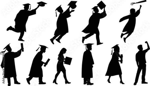 Obraz Graduation Ceremony – Silhouette Vector Pack