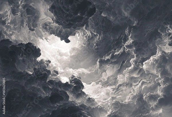 Obraz Dark, ominous clouds with a light breach