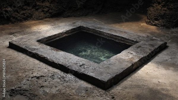 Fototapeta Dark square concrete pool interior