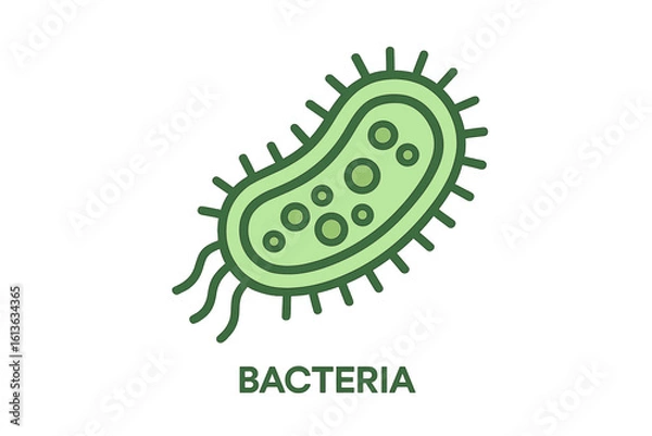 Fototapeta Bacteria icon for healthy nutrition and therapeutic purposes. Probiotic ingredient for gut health and digestion. Gut flora and microbiome concept. Vector illustration.