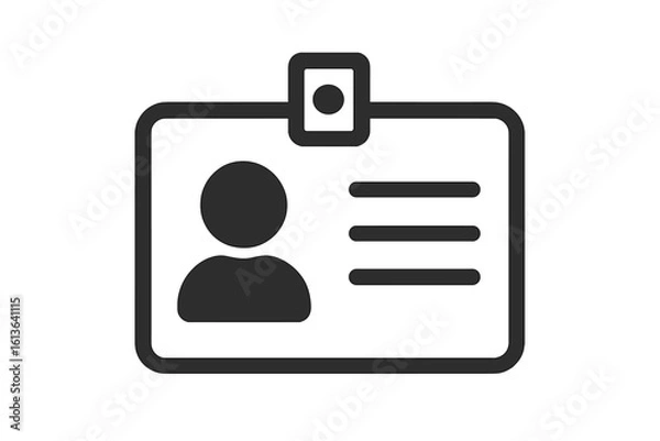 Fototapeta ID card icon vector. Flat design identification badge symbol for security access control. Simple personal employee name tag, driver license or document graphic illustration.