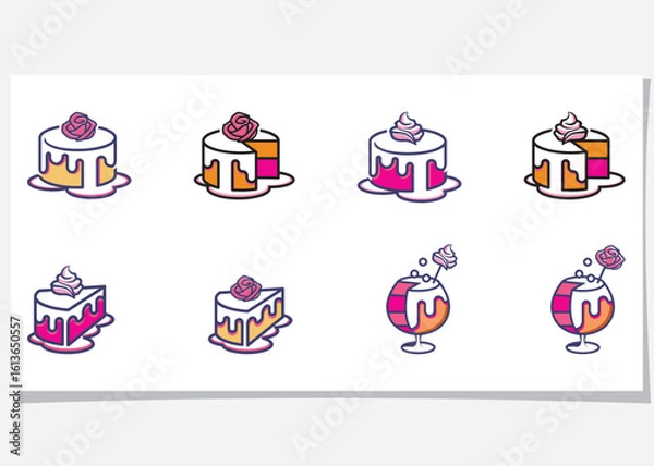 Obraz Fully editable vector icon with minmal cake designs