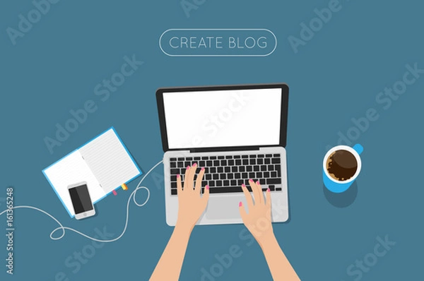 Obraz Top view laptop vector illustration