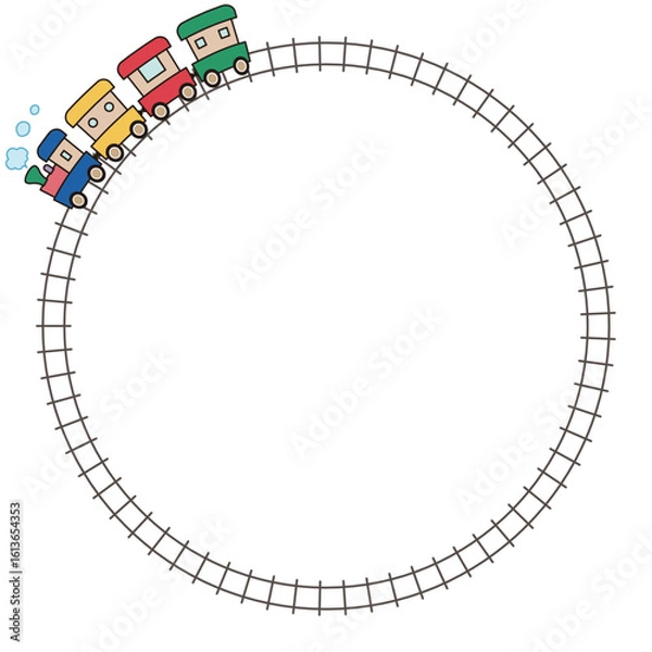 Obraz 汽車と線路の丸いフレーム