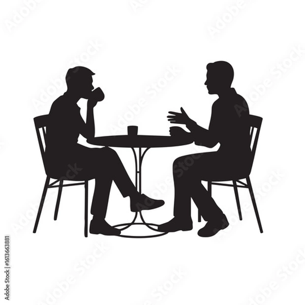 Fototapeta silhouette of a couple sitting in a cafe