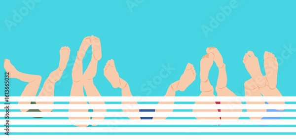 Obraz プールサイドで足を投げ出すイラスト