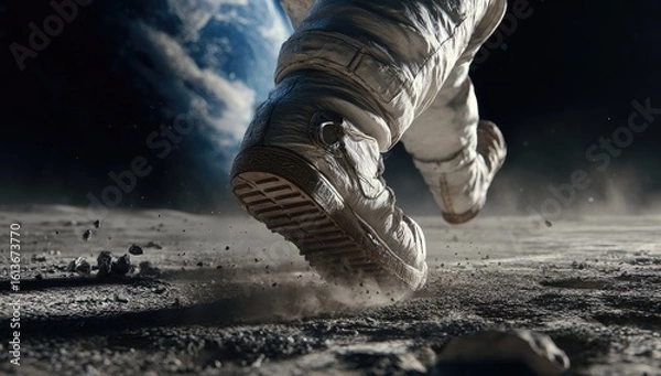 Fototapeta Astronaut running on the moon