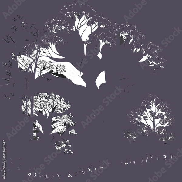Fototapeta A striking vector illustration of a tree silhouette with intricate roots and branches, perfect for nature-inspired design