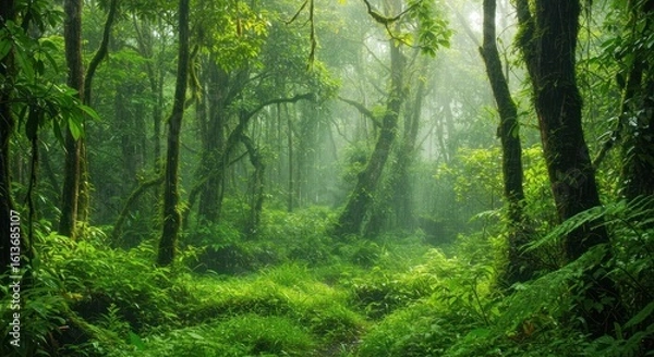 Obraz Lush misty rainforest