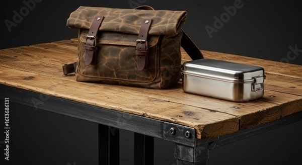 Obraz Rustic backpack and lunchbox (2)