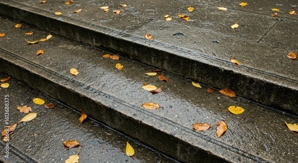 Obraz Wet autumn stairs