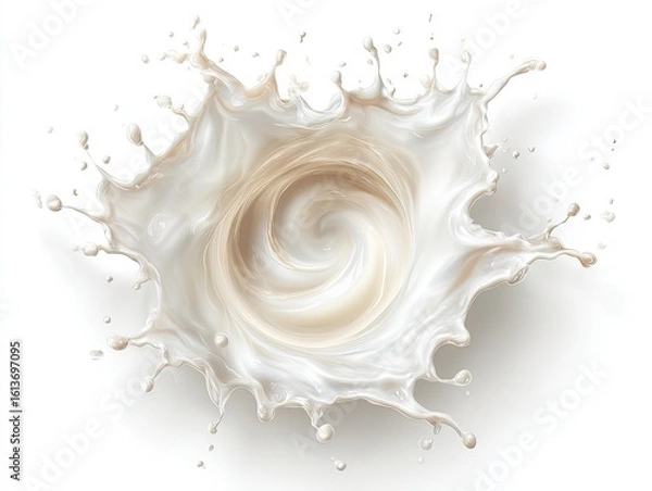 Fototapeta Dynamic Spiral Milk Splash on White Background
