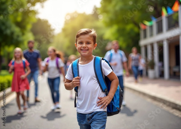 Fototapeta Joyous Journey: First Time in First Grade