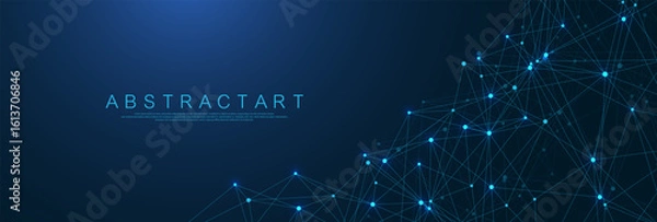 Fototapeta Global network connection concept. Big data visualization. Social network communication in the global computer networks. Internet technology. Business. Science. Vector illustration