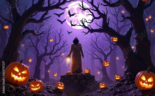 Fototapeta Secrets of the Night: Halloween in the Moonlight