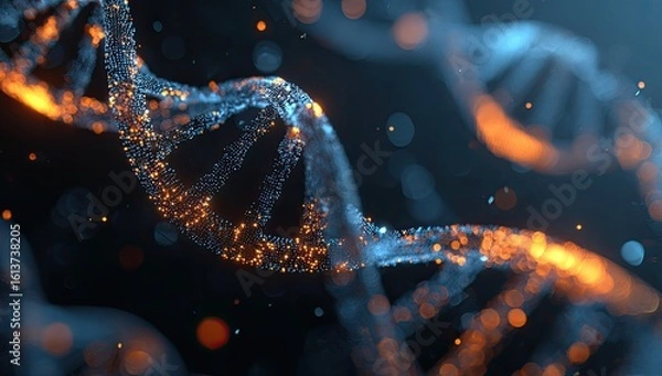 Obraz DNA strand with glowing particles