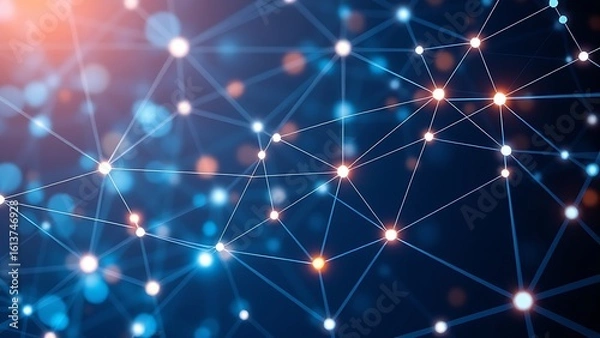 Fototapeta Business connection concept with abstract network lines and glowing nodes.