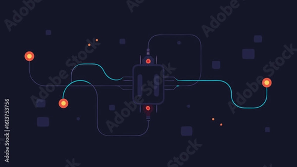 Obraz Dark Layout with Glowing Wires