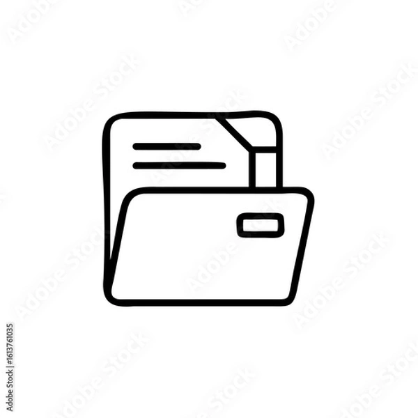Fototapeta Outline icon an open folder with documents file archive
