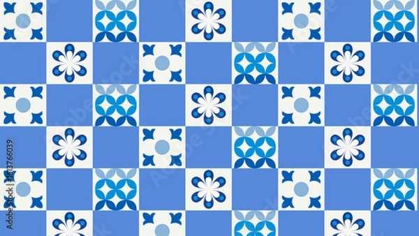 Obraz Blue And White Floral Motifs For Fabric Prints
