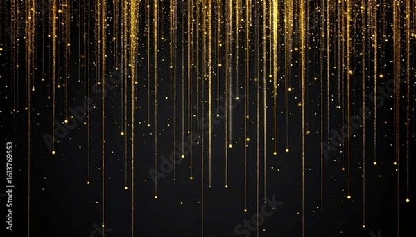 Obraz Elegant golden light particles falling vertically like rain