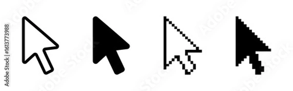Obraz Arrow click pixel cursor set. Mouse cursor pointer collection.