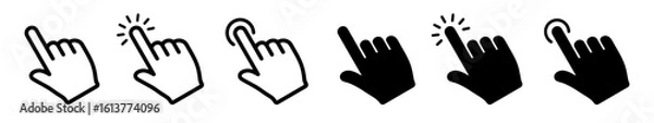 Fototapeta Hand cursor icons set. Pointer clicking symbol. Vector illustration.