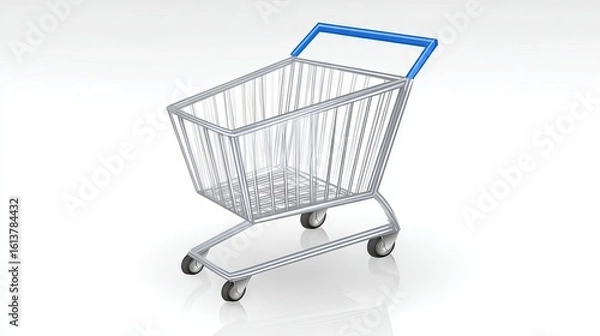 Obraz Shopping cart mock up with blue handle, designed for retail environments, showcasing modern design and functionality, ideal for e-commerce and marketing materials