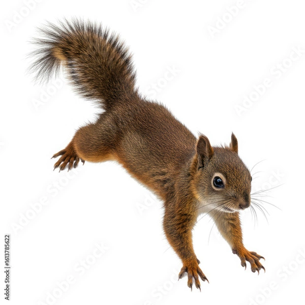 Fototapeta red squirrel on a white background