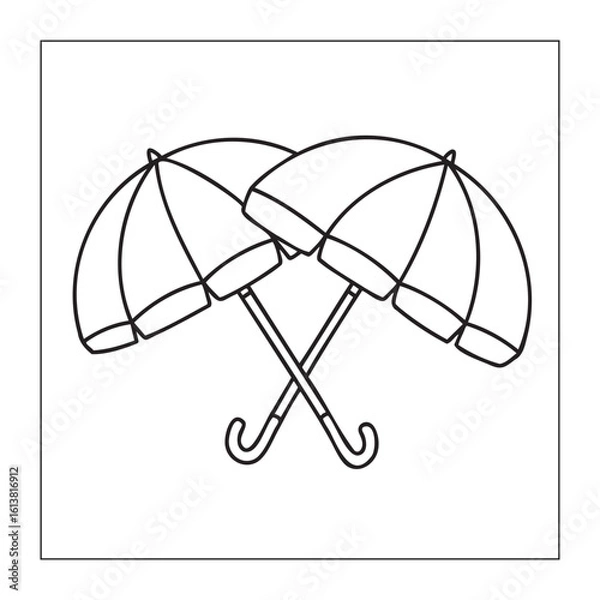 Obraz Crossed Beach Umbrellas Icon, Summer Coloring Page Vector