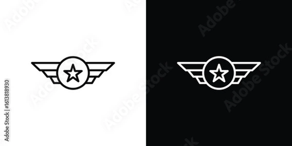Fototapeta Air force icon in line shapes, thin line design vector illustration