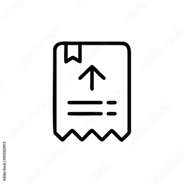 Fototapeta Outline icon a receipt with an upward arrow bookmark upload