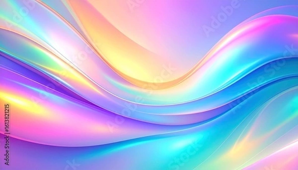 Fototapeta Holographic iridescent color abstract background. AI generative