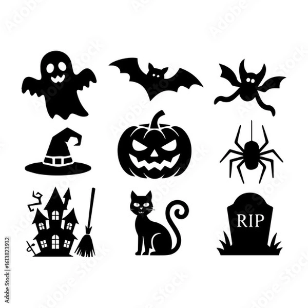 Fototapeta set of halloween elements