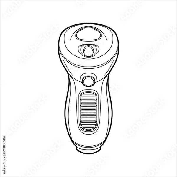Fototapeta Black and white line drawing of an electric shaver on a white background razor grooming